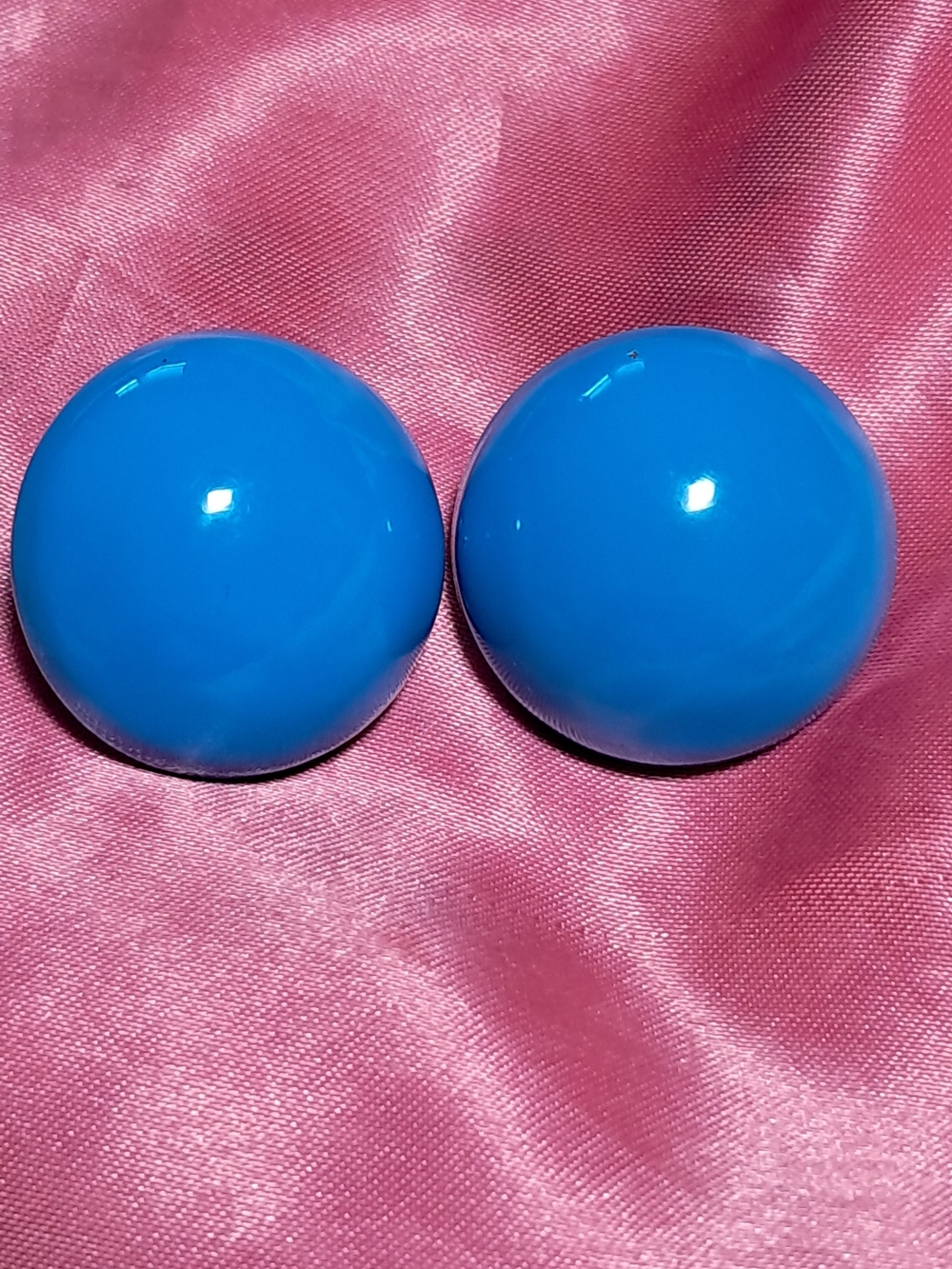 Bright Blue Round Clip-On Earrings